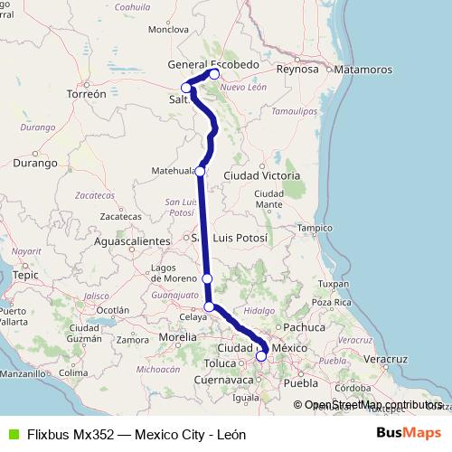Flixbus Mx352 bus Line Map