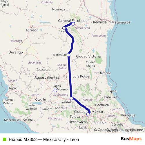 Flixbus Mx352 bus Line Map