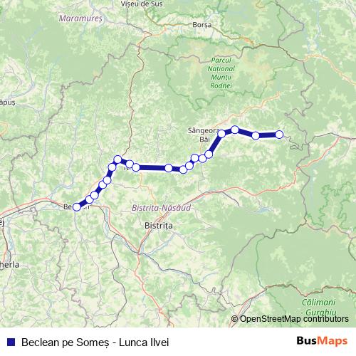 Beclean pe Someş - Lunca Ilvei rail Line Map