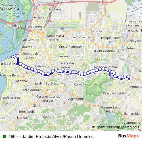 496 bus Line Map