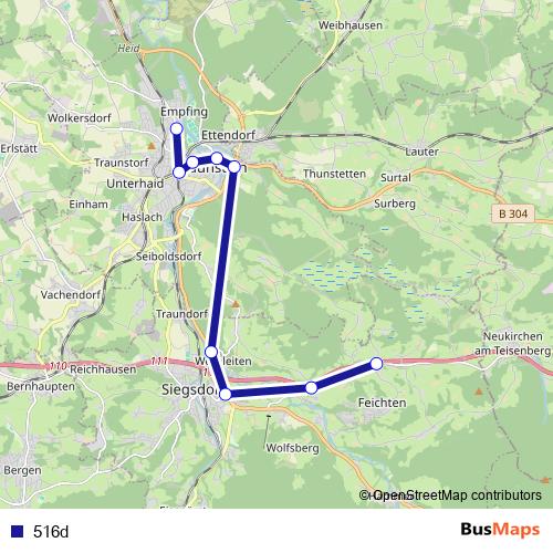 516d bus Line Map