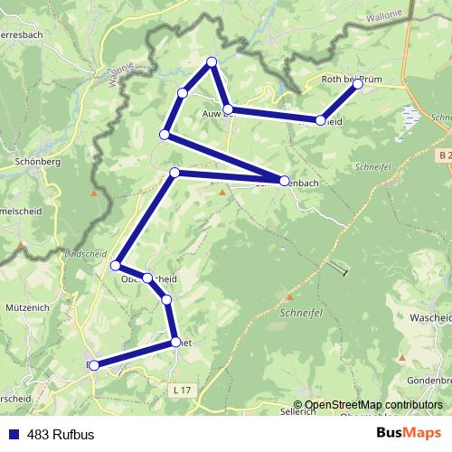 483 Rufbus bus Line Map
