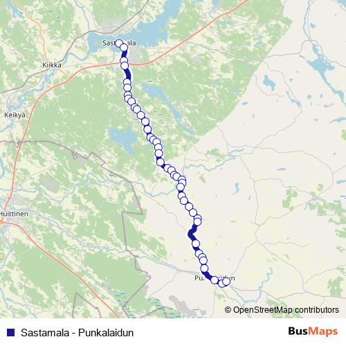 Sastamala - Punkalaidun bus Line Map