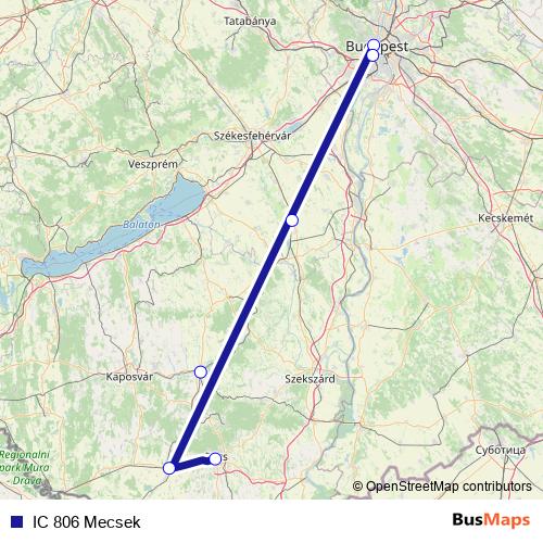 IC 806 Mecsek rail Line Map
