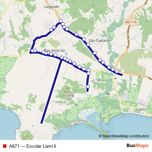 A671 bus Line Map