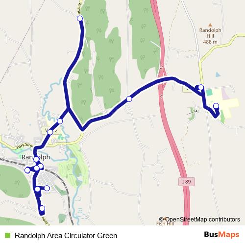 Randolph Area Circulator Green bus Line Map