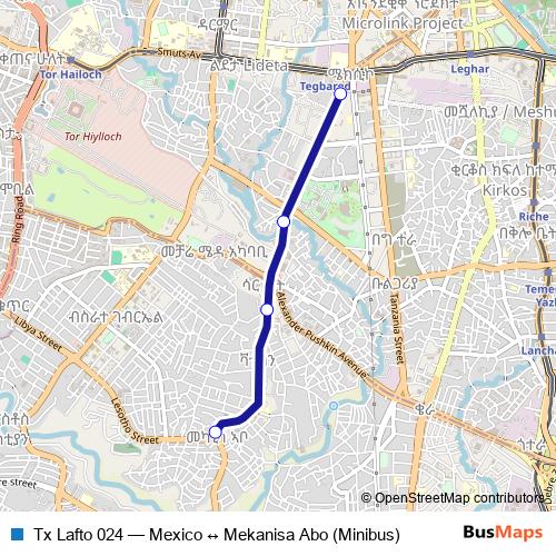 Tx Lafto 024 bus Line Map