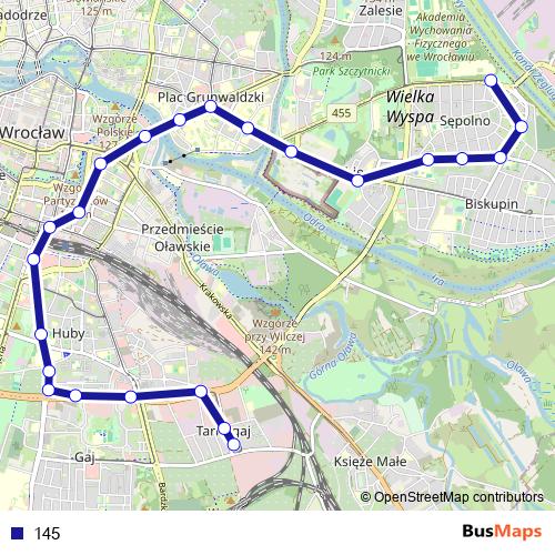 145 bus Line Map