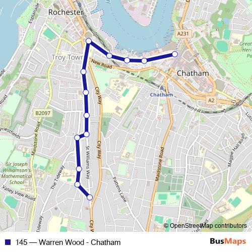 145 bus Line Map