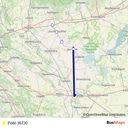 Pótló 35720 bus Line Map