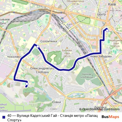 40 trolleybus Line Map