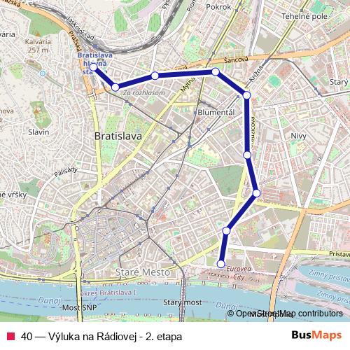 40 trolleybus Line Map