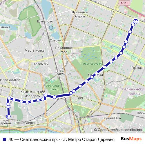 40 trolleybus Line Map