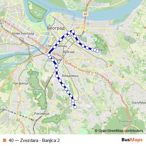 40 trolleybus Line Map