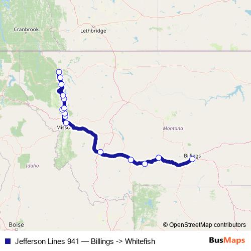 Jefferson Lines 941 bus Line Map