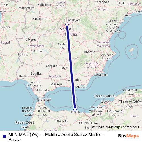 MLN-MAD (Yw) air Line Map
