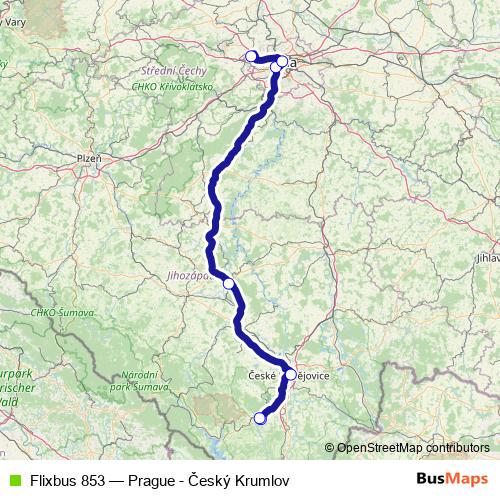 Flixbus 853 bus Line Map