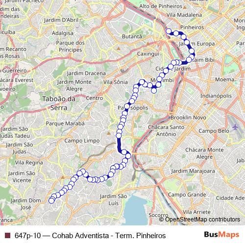 647p-10 bus Line Map