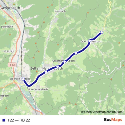 T22 rail Line Map
