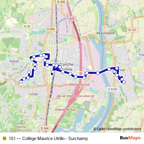 151 bus Line Map