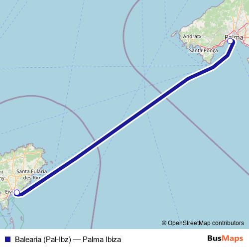 Balearia (Pal-Ibz) ferry Line Map