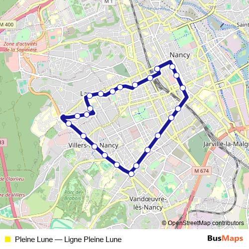 Pleine Lune bus Line Map