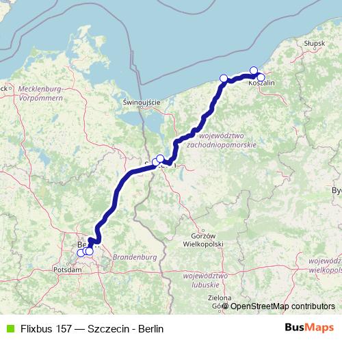 Flixbus 157 bus Line Map
