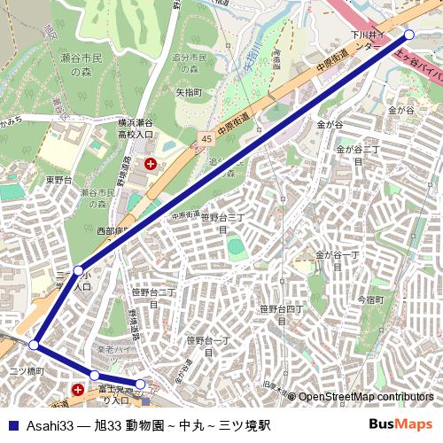 Asahi33 bus Line Map