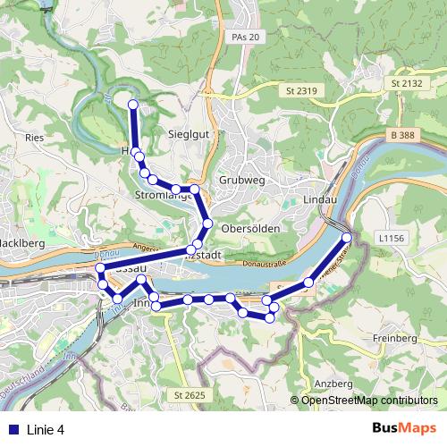 Linie 4 bus Line Map