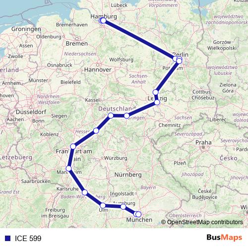ICE 599 rail Line Map