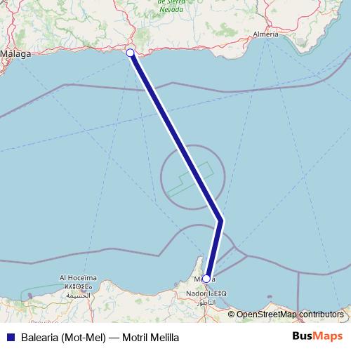 Balearia (Mot-Mel) ferry Line Map