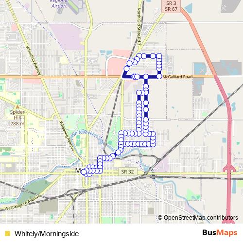 Whitely/Morningside bus Line Map