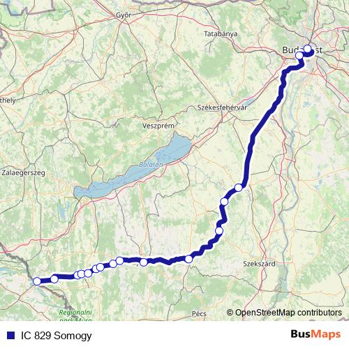 IC 829 Somogy rail Line Map