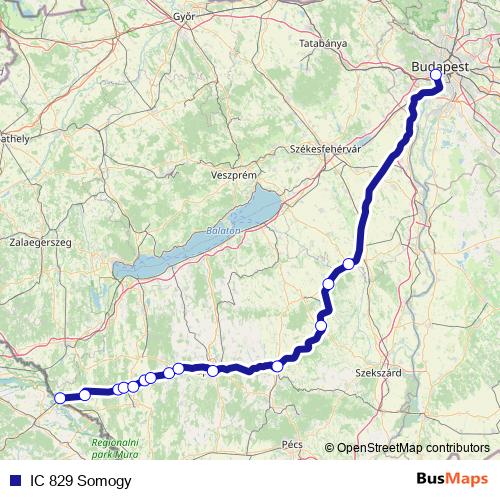 IC 829 Somogy rail Line Map