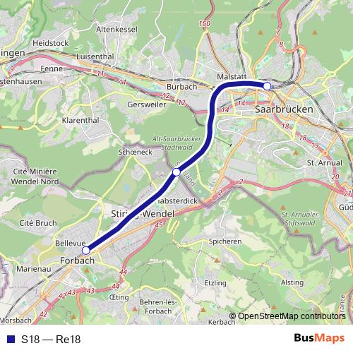 S18 rail Line Map