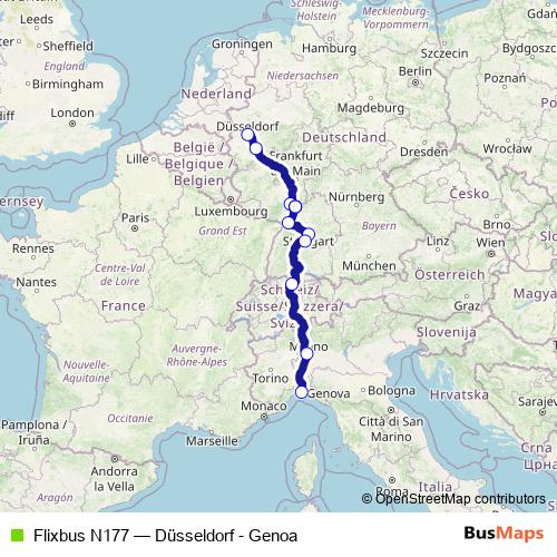 Flixbus N177 bus Line Map