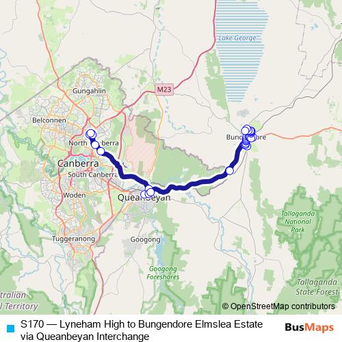 S170 bus Line Map