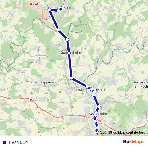 Evs41/S4 bus Line Map