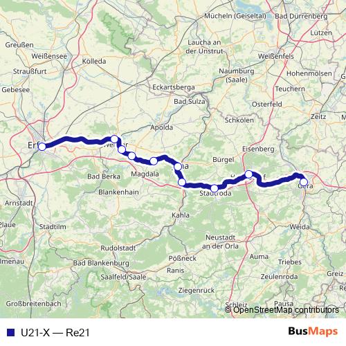 U21-X rail Line Map