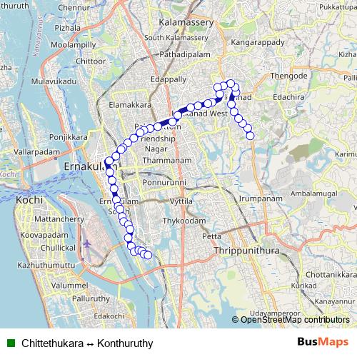 Chittethukara ↔ Konthuruthy bus Line Map