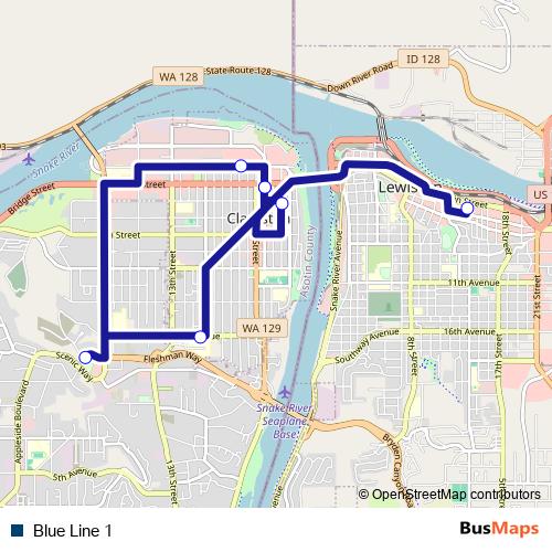 Blue Line 1 bus Line Map