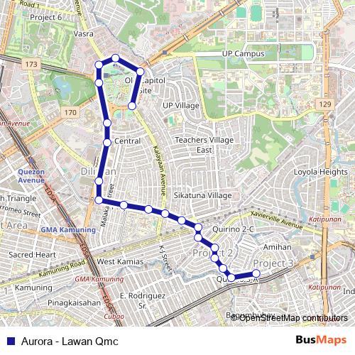 Aurora - Lawan Qmc bus Line Map