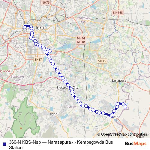 360-N KBS-Nsp bus Line Map