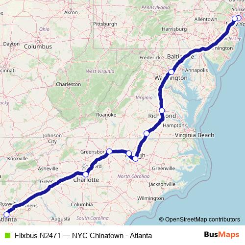 Flixbus N2471 bus Line Map
