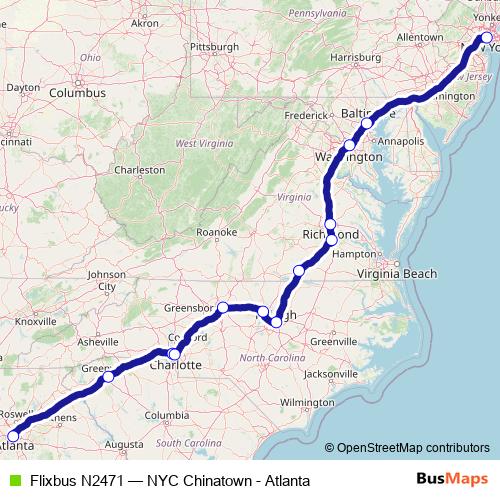 Flixbus N2471 bus Line Map