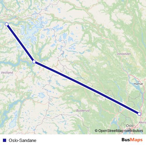 Oslo-Sandane air Line Map