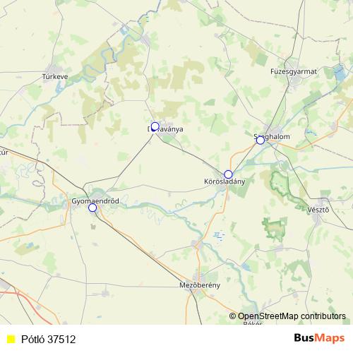 Pótló 37512 bus Line Map
