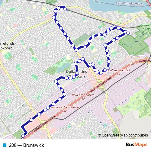 208 bus Line Map