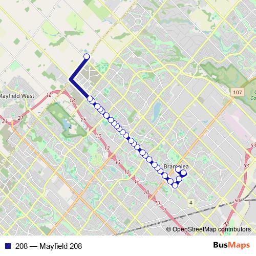 208 bus Line Map