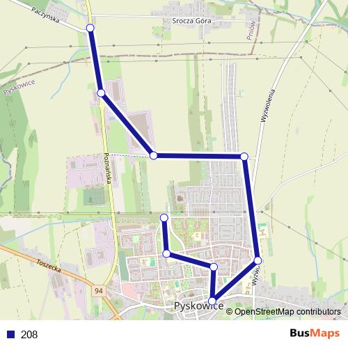 208 bus Line Map